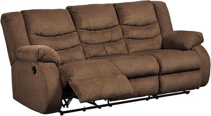 Signature Design by Ashley Tulen Upholstered Manual Pull-Tab Reclining Sofa, Dark Brown