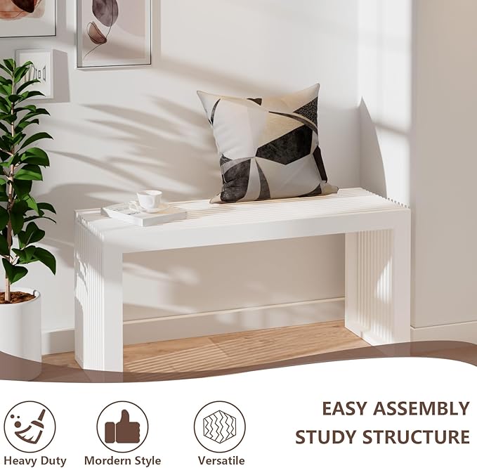 Bamboo Dining Bench, 35 inch Farmhouse Decor Indoor Kitchen Table Bench, Entryway Shoe Rack Bench, Outdoor Bench, Solid Bamboo Benches for Living Room, Hallway, Bedroom, Bathroom