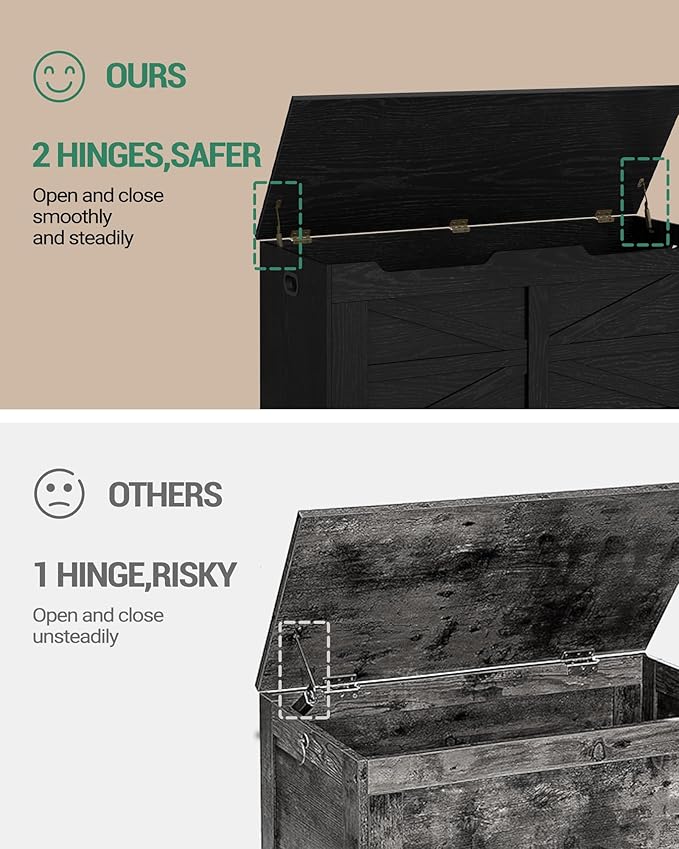 39.4" Storage Chest, Extra Large Storage Trunk with 2 Safety Hinges, Wooden Box Bench, Lift-Top Organizer Chest, Shoe Bench for Entryway, Bedroom, Living Room, Black SB03404X