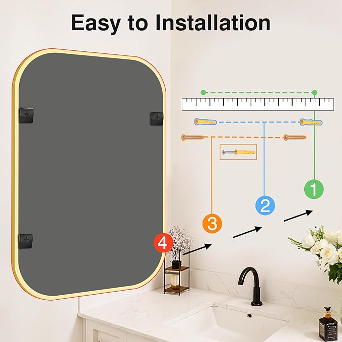 Bathroom Mirrors for Over Sink, 28x40 Gold Vanity Mirror for Bathroom Sink, HD Shatterproof Squircle Wall Mirror for Bathroom Washroom Lavatory Restroom Metal Frame