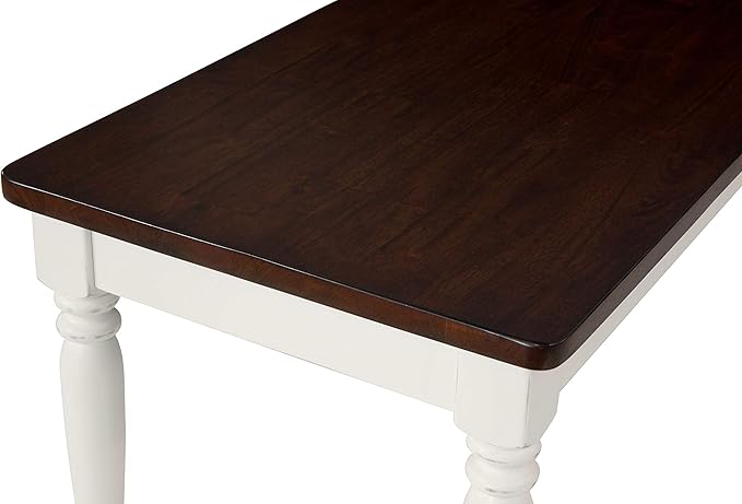 Crosley Furniture Shelby 6-Piece Traditional Dining Table Set for 7 with 4 Chairs and a Wood Bench, Distressed White