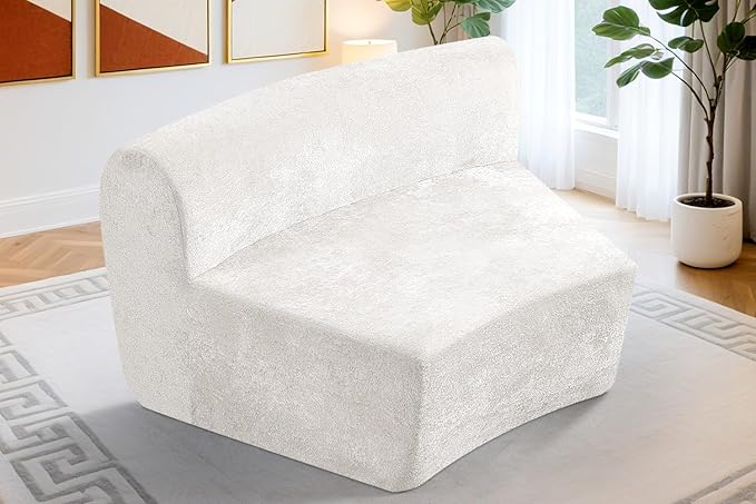 Homguava Modular Sectional Sofa, Memory Foam Couch Single Sofa Chair with Deep Seat, Modern Upholstered Sofa Couches for Living Room Apartment Office, No Assembly Required, Beige