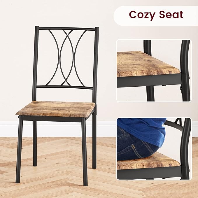 CABIHOME Dining Table Set for 4, Kitchen Table Set with 4 Chairs, Rectangular Dining Table Set for 4, Kitchen Table Set for Apartment, Small Space, Dining Room, Retro Brown