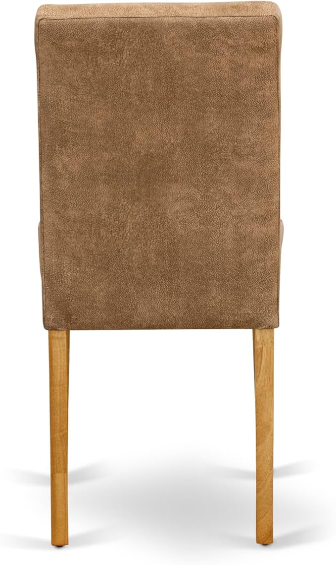East West Furniture VAAS9-OAK-28 9 Piece Mid Century Modern Dining Table Set Contain A Dining Table and 8 Brown Textured Polyester Fabric Modern Chairs, Oak