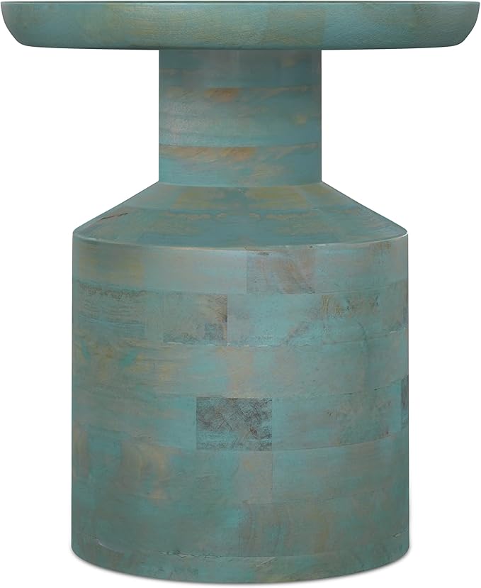 SIMPLIHOME Haynes 16-inch Wide Solid Mango End Table in Teal Wash, Handcrafted Boho-Style Accent Table for Living, Bedroom, or Home Office, Assembled