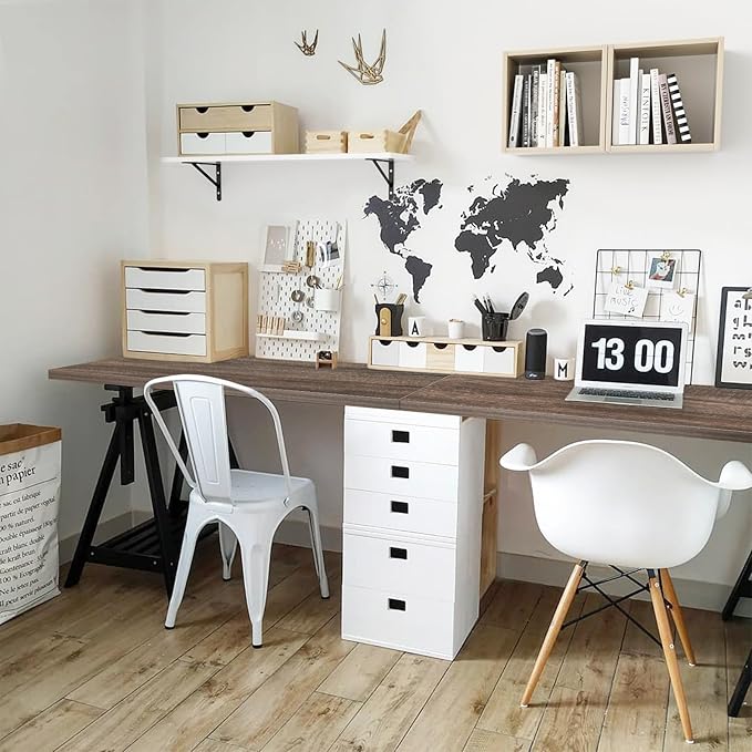 Kaboon Universal Tabletop 55"x20", Solid One-Piece Melamine Table Top, Double Desk L-Desk DIY, Home and Office,Eucalyptus