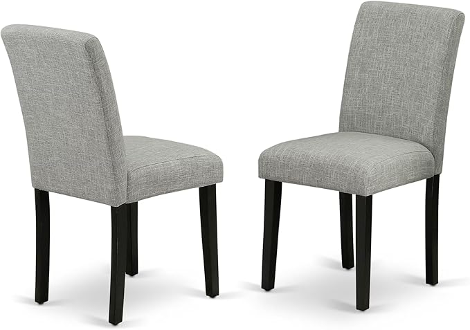 East West Furniture AMAB5-BCH-06 5 Piece Dining Set Includes a Round Kitchen Table with Pedestal and 4 Shitake Linen Fabric Parson Dining Chairs, 36x36 Inch, Black & Cherry
