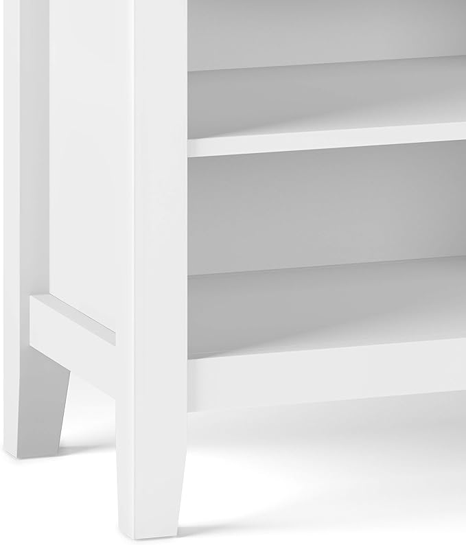 SIMPLIHOME Artisan SOLID WOOD 24 inch Wide Transitional Bedside Nightstand Table in White for the Living Room and Bedroom