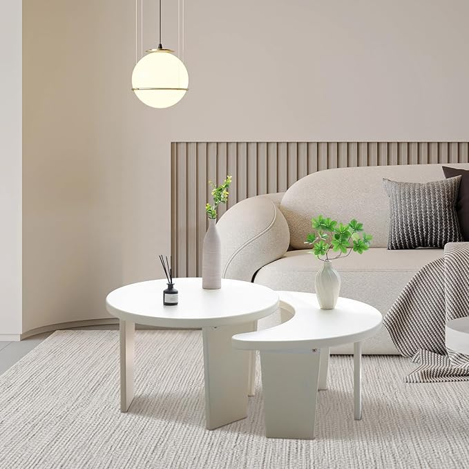 Coffee Table Set of 2, Modern Nesting Tables for Living Room, Accent Table