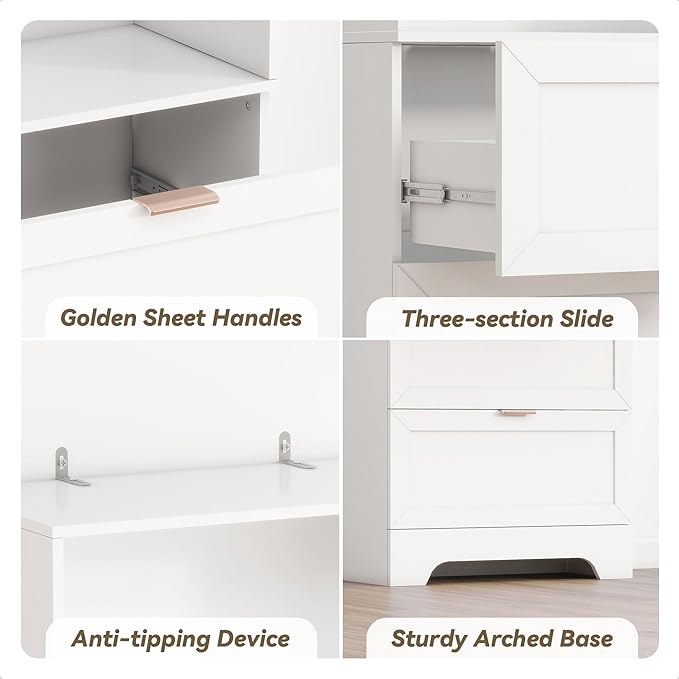 71" Tall Modern White Bookshelf with Storage 3 Drawers Freestanding Display Bookcase, Tall Book Shelf with Organizers and Storage, Display case for Home Office, Living Room,Study,White