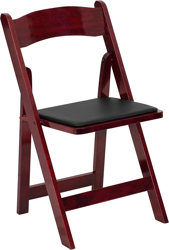 Flash Furniture 2 Pack HERCULES Series Mahogany Wood Folding Chair with Vinyl Padded Seat