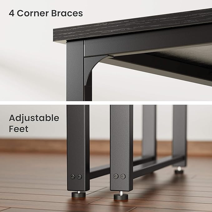 Huuger 63 x 24 inch Desk with Power Outlets & USB-C, Deeper & Thicker Desktop, Robust Metal Tubes, Computer Desk, Heavy Duty Office Desk, Work Gaming Desk, for Home Office, Black