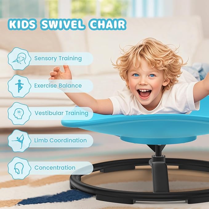 Spinning Chair for Autistic Kids, Sensory Chair for Autistic Children, Training Body Coordination, No Assembly Required, Sensory Swivel Chairs for Kids with Non-Slip Design