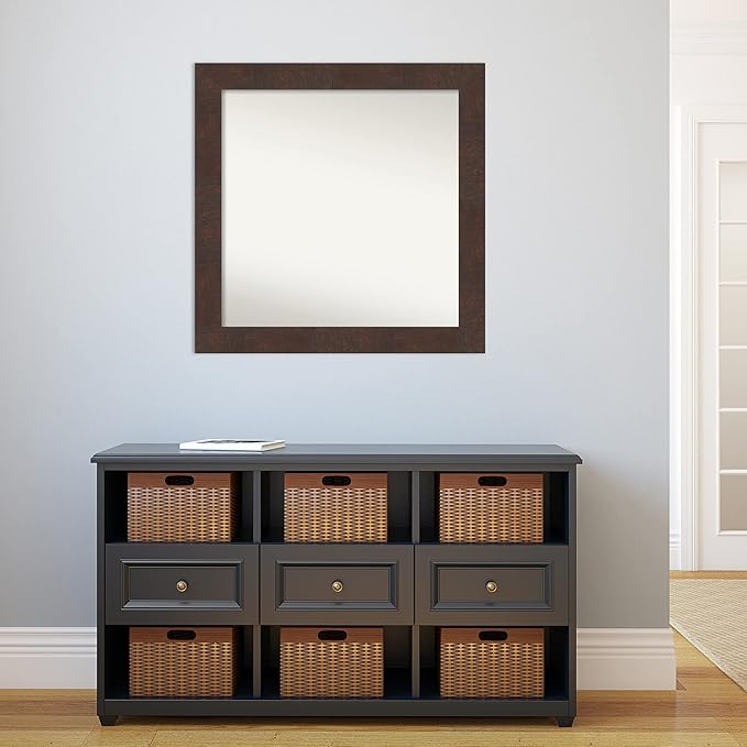Amanti Art White Bathroom Mirror for Over Sink, 30x30 Wedge White Square Vanity Mirror, Large Modern Frame, Hangs Horizonally and Vertically, Bathroom Wall Decor, Non-Beveled Edge from WI, USA