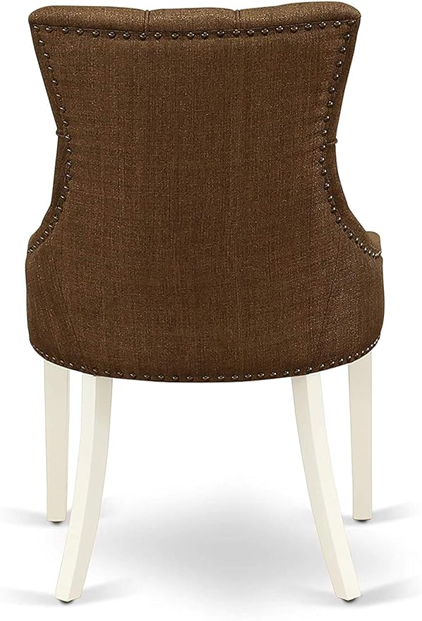 East West Furniture LGFR5-LWH-18 5 Piece Dining Table Set Includes a Rectangle Kitchen Table with Butterfly Leaf and 4 Brown Linen Linen Fabric Upholstered Chairs, 42x84 Inch, Linen White