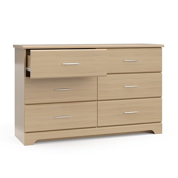 Storkcraft Brookside 6-Drawer Dresser (Driftwood) – GREENGUARD Gold Certified, Nursery & Kids Storage, Nursery Essentials, Kids Room Storage, Durable Bedroom Dresser