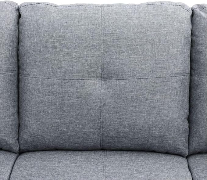 Grey-1 L-Shaped 3-Piece Linen Sofa with Storage Ottoman Set, Sectional Couch Sofa Set for Living Room, Office, Small Space