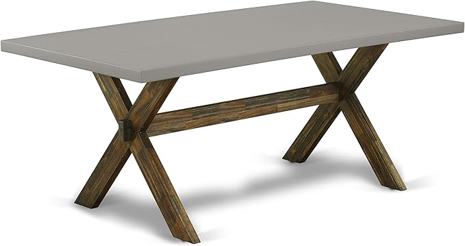 East West Furniture X797FL716-5 5 Piece Dining Table Set for 4 Includes a Rectangle Kitchen Table with X-Legs and 4 Dark Khaki Linen Fabric Parson Dining Chairs, 40x72 Inch, Multi-Color