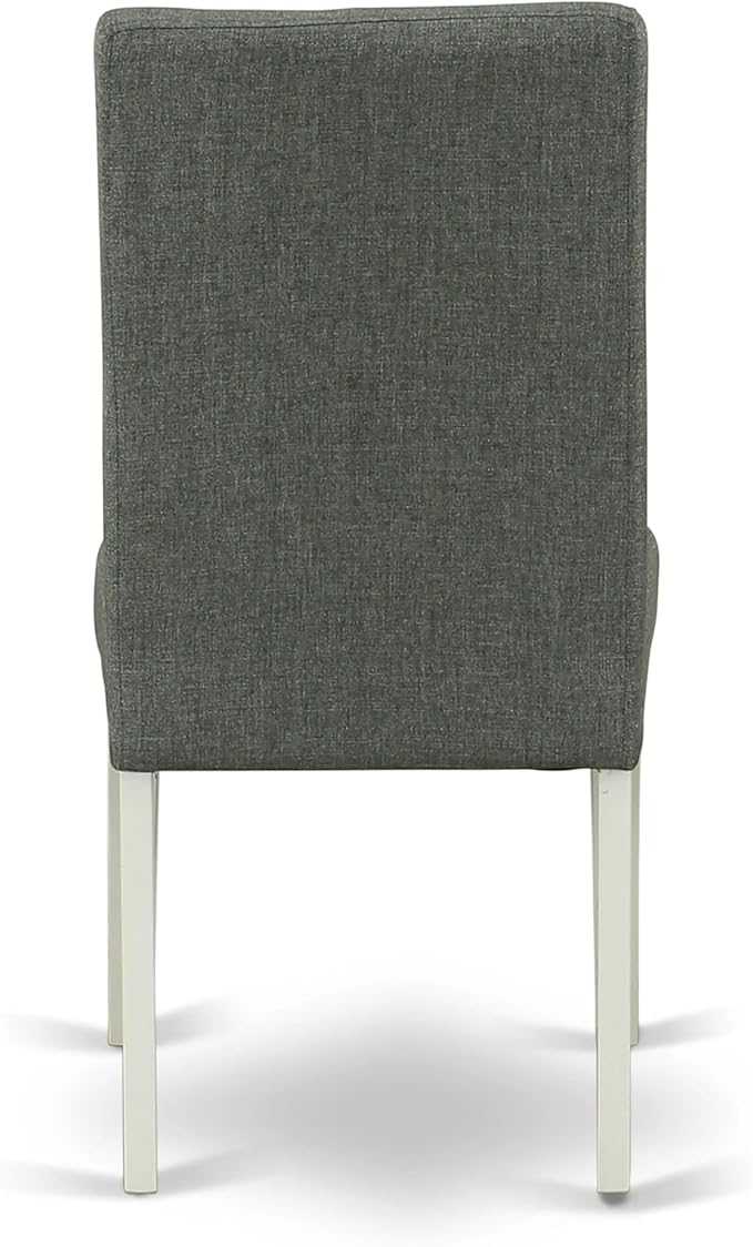 East West Furniture AMDR3-LWH-07 3 Piece Dining Table Set for Small Spaces Contains a Round Kitchen Table with Pedestal and 2 Gray Linen Fabric Upholstered Chairs, 36x36 Inch, Linen White