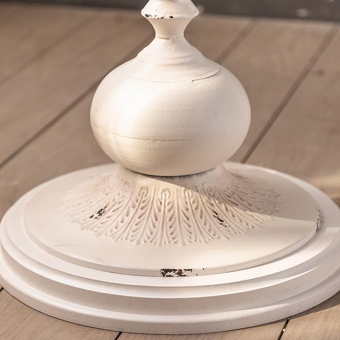 Round Side Table Living Room, Vintage End Table, French Country Round Table with Cedar Wood Accent Table for Bedroom, Entryway, Home Decor White