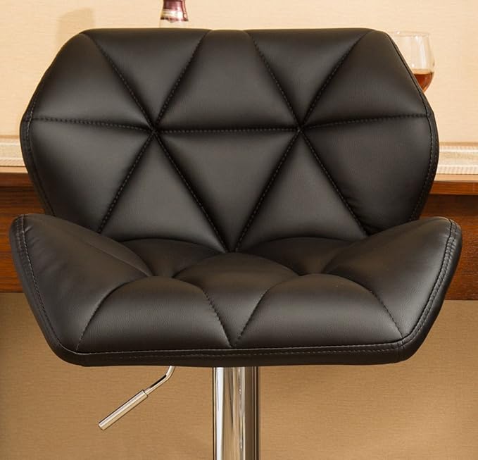Roundhill Furniture Glasgow Contemporary Tufted Adjustable Height Hydraulic Black Bar Stools, Set of 2,