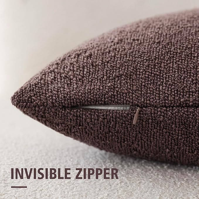 Foindtower Pack of 2 Textured Boucle Throw Pillow Covers Accent Solid Pillow Cases Cozy Soft Decorative Couch Cushion Case for Chair Sofa Bedroom Living Room Home Decor 18x18 Inch Dark Purple