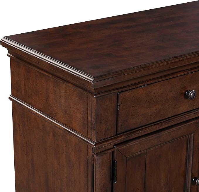 Liberty Furniture Arden Road TV Console, 74 Inch, Satin Cherry, 3 Drawers, 4 Doors