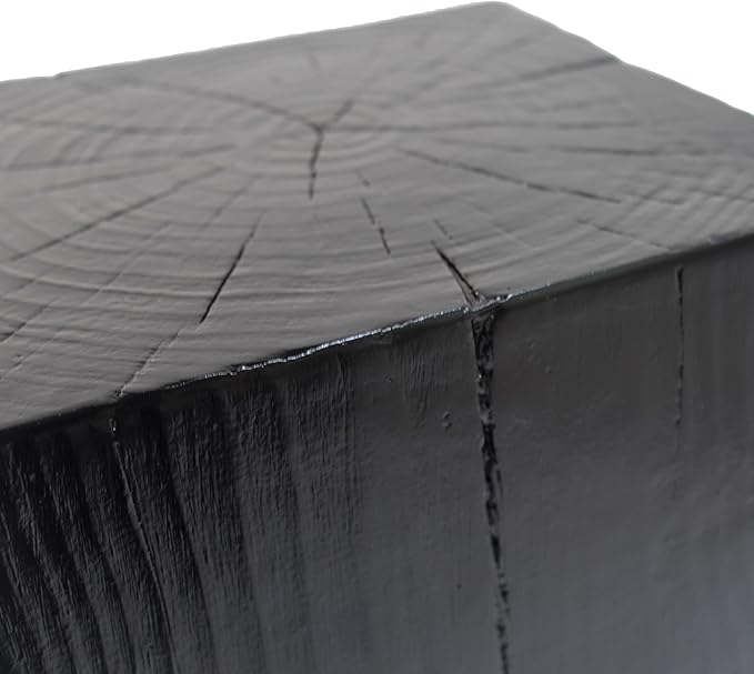 Christopher Knight Home Bard 18" Square Living Room Side Table, Wood-Like Distressed Finish End Table, Decorative Accent Table for Indoor Outdoor Usage, Space Saving Furniture, Black