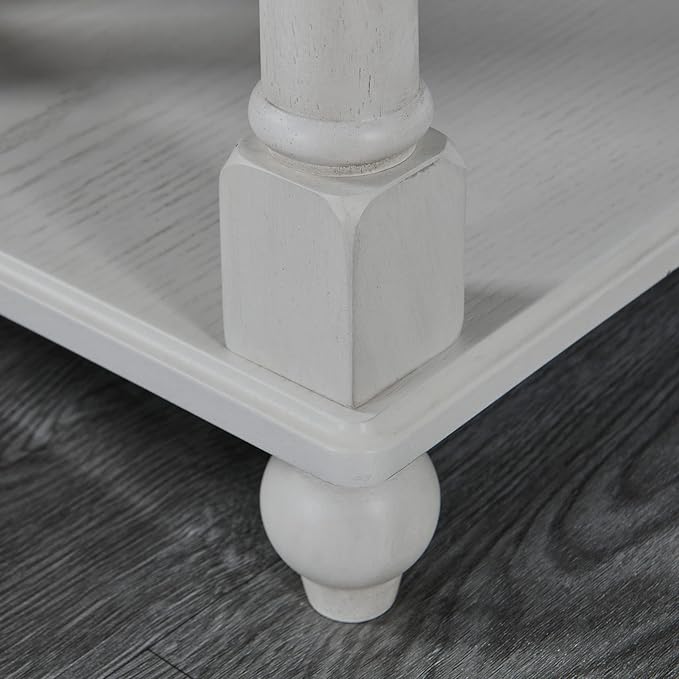 Narrow End Table with Drawer and Open Storage Shelf, Solid Wood Sofa Side Table for Living Room, Beside Table,Telephone Table for Small Spaces,No-Tools Assembly Vintage White BBJ004RW