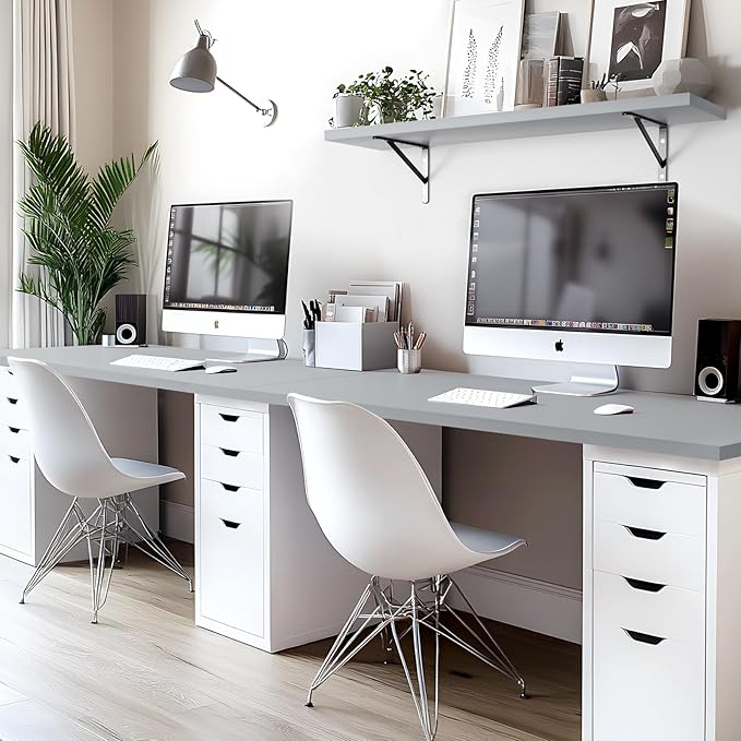 Kaboon 45x20 inch Table Top Universal, Solid One-Piece Desktop, Reversible Melamine Countertop, Double Desks, L-Desk DIY, Gray
