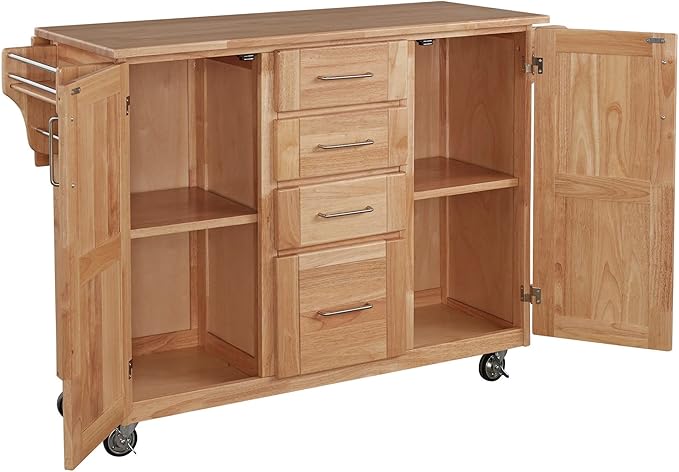 Homestyles General Line Mobile Kitchen Cart, 52-1/2 in. W x 18 in. - 30 in. D x 36 in. H, Natural