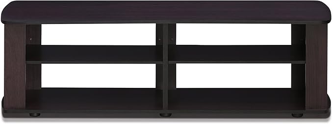 Furinno Nelly Entertainment Center TV Stand, Short 43.3"(W) x13.4(H) x13.1(D), Dark Walnut