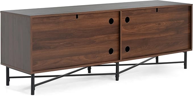 Christopher Knight Home Saral Modern 66 Inch TV Stand for TV up to 70 inch, TV Entertainment Center with Storage Adjustable Shelf, Wooden TV Console Table with Storage for Living Room, Chestnut Brown
