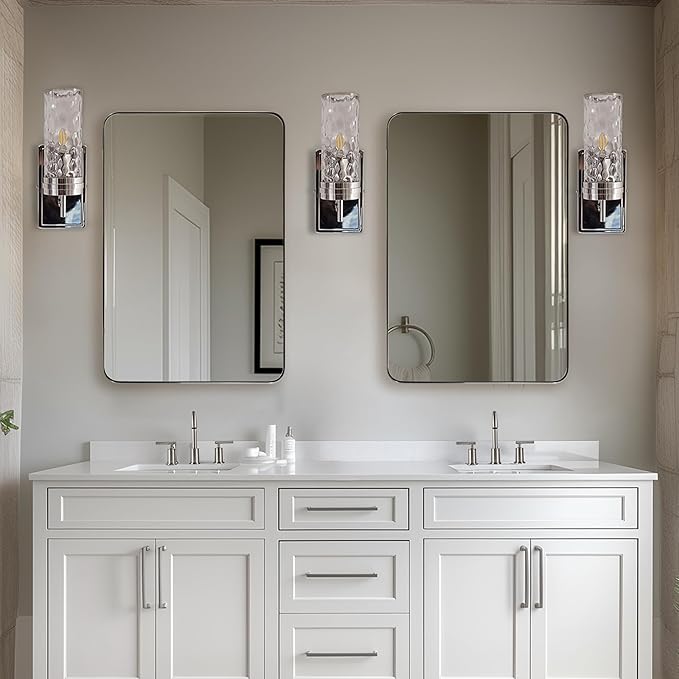 ANDY STAR Chrome Mirror for Bathroom, 22"x30" Metal Frame Wall Mirror with Rounded Corner, Modern Rectangle Bathroom Vanity Mirror（Polish Finish）