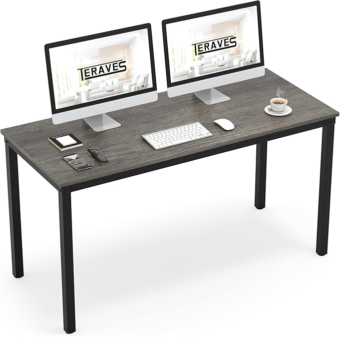 Teraves Computer Desk/Dining Table Office Desk Sturdy Writing Workstation for Home Office (55.11“, Black Oak)