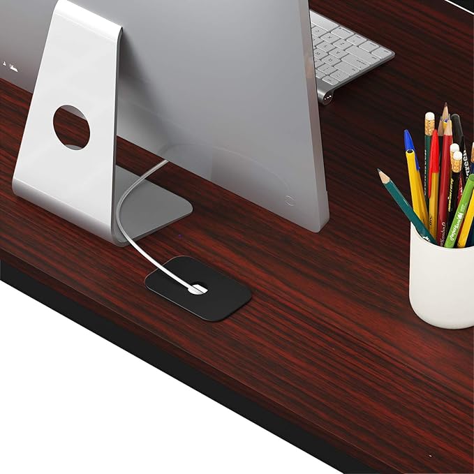 SHW 55 x 60 Inches Commercial-Grade L-Shape Corner Office Computer Desk, Cherry