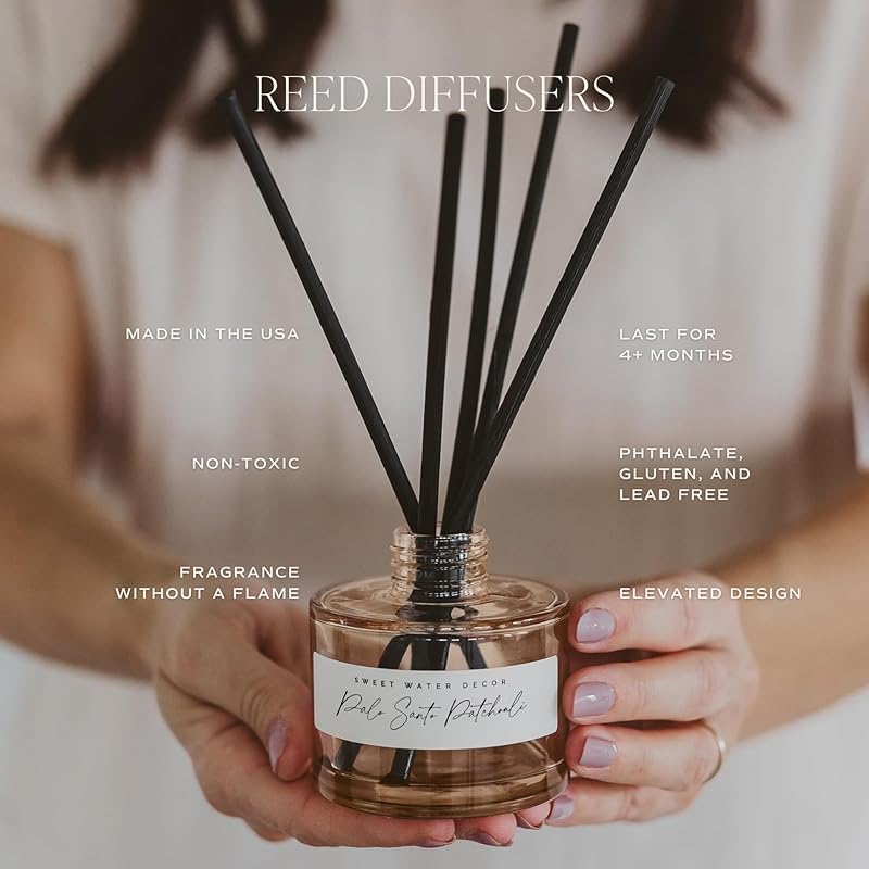 Sweet Water Decor Spa Day Reed Diffuser – Room Decor Aesthetic with Long-Lasting Premium Fragrance of Sea Salt, Jasmine, Wood and Cream for 4 Months – Ideal for Aromatherapy and Home Decor