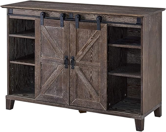 SEI Furniture Holmes Barn Door TV Stand, Brown