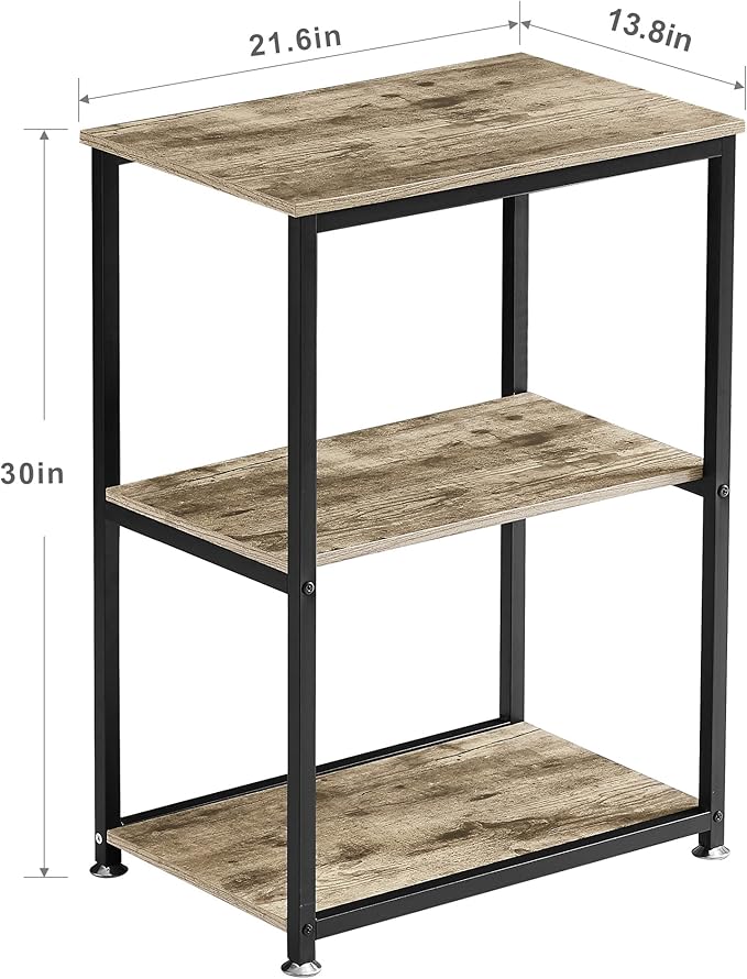 VECELO Tall End Side Table,30" Height Nightstand with 3-Tier Storage Shelf for Living Room Bedroom Office Hallway Study