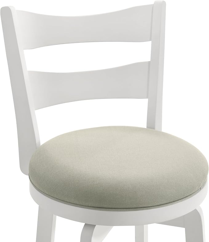 Armen Living Blair 26 in. Matte White Counter Height Rubberwood Swivel Barstool with Fog Fabric Seat