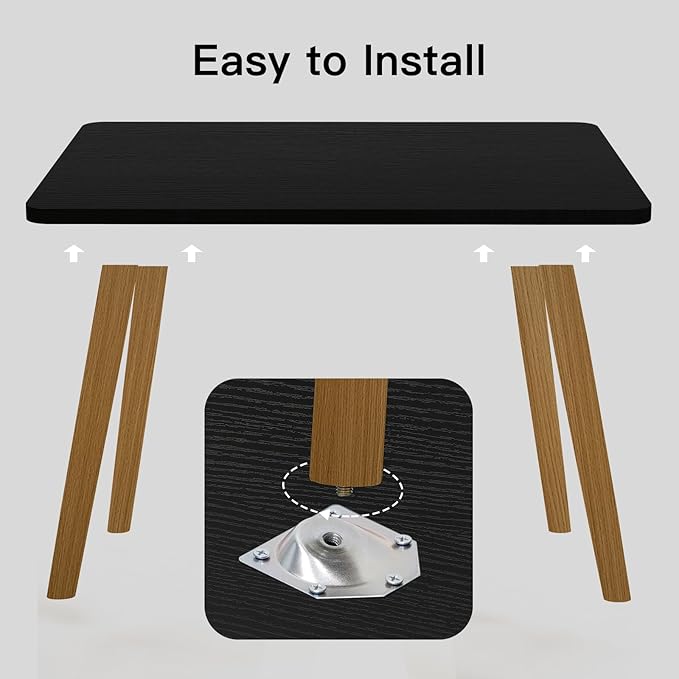 Small Coffee Table for Small Space, Low Table, Floor Table Desk for Sitting on The Floor, Storage Living Room Furniture, Tatami Tea Tables with Solid Wood Legs, Home Office, Farmhouse, Rectangle Black