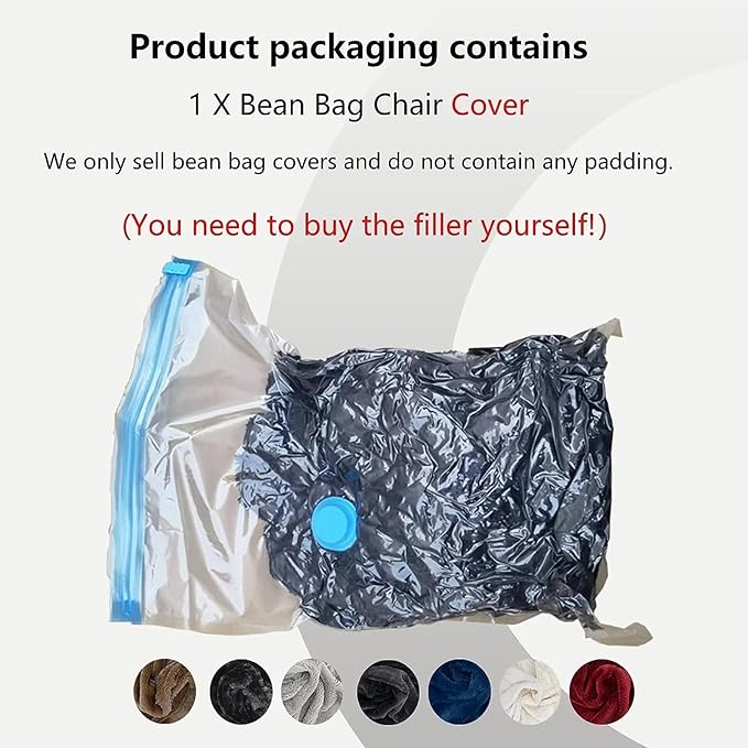 Giant Fur Bean Bag Chair Cover for Kids Adults, (No Filler) Living Room Furniture Big Round Soft Fluffy Faux Fur Beanbag Lazy Sofa Bed Cover (Grey, 3FT)