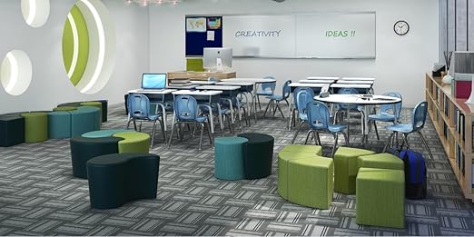 Learniture LNT-116-CSW-SB Learniture Structure Series Stackable School Chairs for Classroom, 16" Seat Height, Blue, Pack of 4