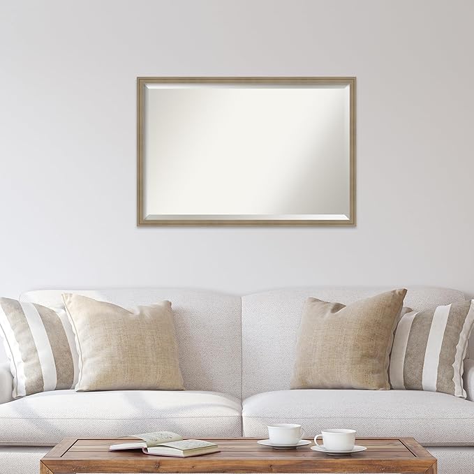 Amanti Art Brown Wall Mirror 26x38 Florence Light Brown Rectangle Bathroom Mirror for Wall Decor Living Room, Large Casual Frame, Hangs Horizonally and Vertically, Bathroom Decor, Beveled Edge from WI
