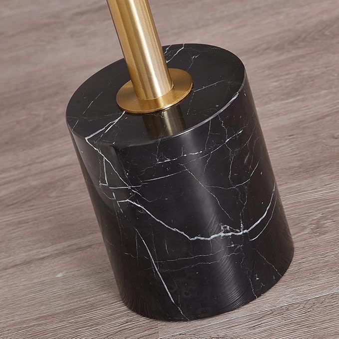 LIKENOW Furniture Acrylic Side Table,Clear Small Round End Table for Living Room,Bedroom,Office | Modern Nightstand with Marble Base,Gold Post,Clear Top for Drink,Food,Snack,Assembly(Black)
