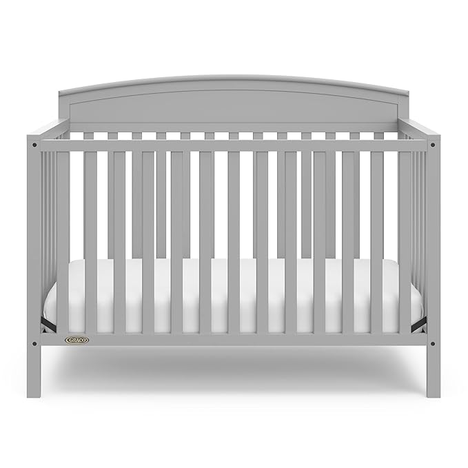 Graco Benton 5 in 1 Convertible Crib (GREENGUARD Gold Certified) with Premium Foam Crib and Toddler Mattress Included - Pebble Gray, Converts from Baby Crib to Toddler Bed, Daybed and Full-Size Bed