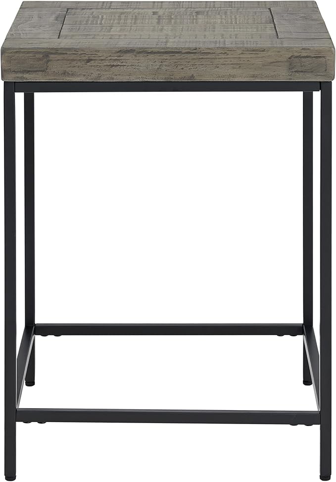 Alaterre Furniture End Table - Industrial Modern Side Table with Wood Top and Metal Frame - Table for Living Room, Bedroom, Hallway, or Dorm Room (Gray)