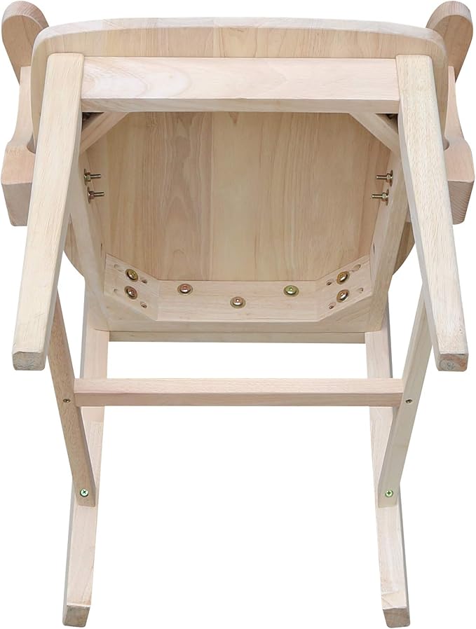 IC International Concepts Mission Side Chair with Arms Solid Parawood, Box Seat Construction, Kitchen/Dining, 22"W x 21"D x 39"H, 225 Lbs Wt. Capacity, DIY, Paint/Stain In Any Color, Unfinished