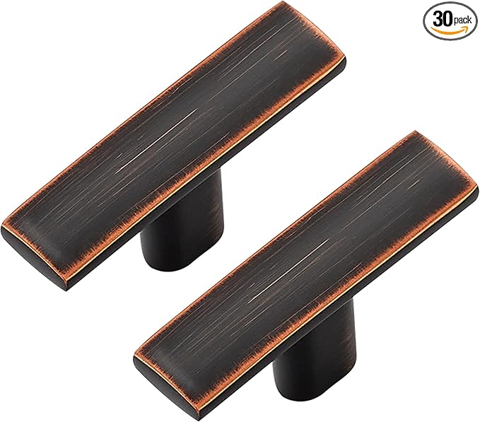 30 Pack Cabinet Handles Single Hole - Curved Cabinet Knobs Oil Rubbed Bronze Drawer Pulls for Kitchen Cupboard Solid Pulls for Dresser Drawer Arch