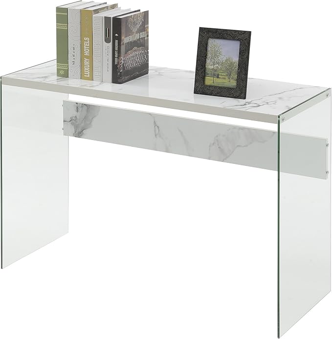 Convenience Concepts SoHo Console Table/Desk, Faux White Marble